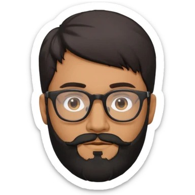 White Indian guy with glasses and a black beard sticker