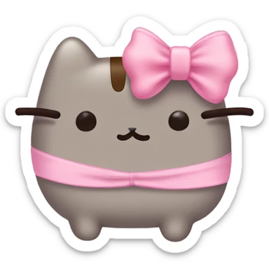 Pusheen pink bow sticker