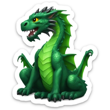 Green dragon with obsidian crystal sticker