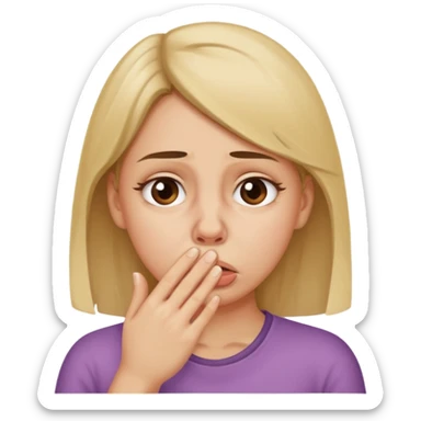 create a girl who is holding her nose because she is smelling something bad sticker