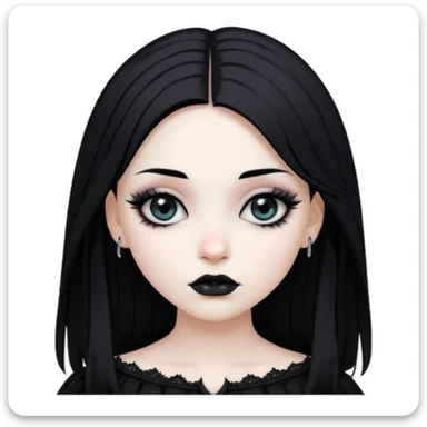 a slightly dark-haired girl in the Gothic style with black hair  sticker