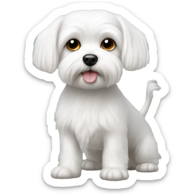 Small white male Maltese dog  sticker