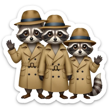 Three raccoons in one trench coat sticker