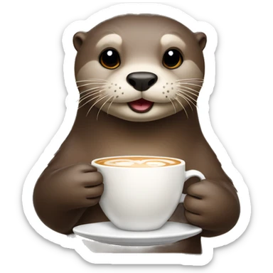 Otter with a disdainful expression sipping a latte sticker
