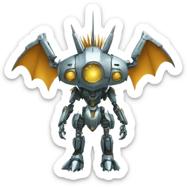 a futuristic mechanical spiky Medabot-Dragon full body sticker