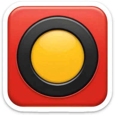 A black and red rectangle with a medium sized yellow circle in the middle sticker