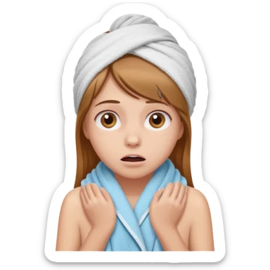 scared clean girl with bath towels sticker