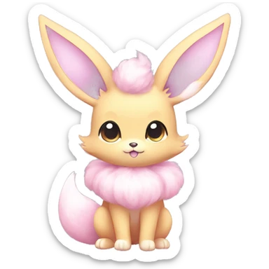Kawaii Pastel Cotton-Candy-Colored Eeveelution-Cute-fox-Bunny-Pokémon-fusion full body sticker