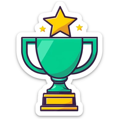 achievement trophy celebration with stars and ribbons sticker