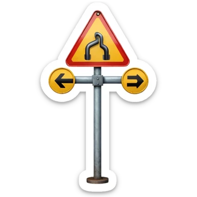 A 3D cartoon street sign showing a towing symbol, on a metal pole, clean background, Memoji-style rendering. sticker