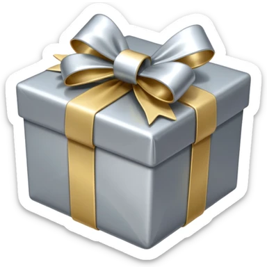 silver present with silver bow sticker