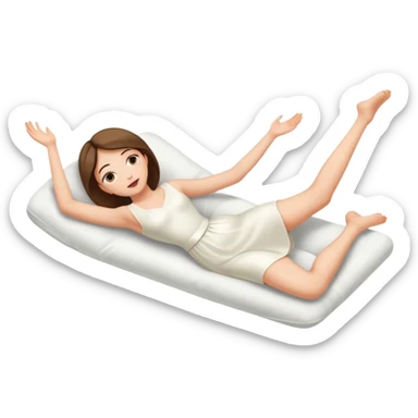 Woman on her back with legs in air sticker