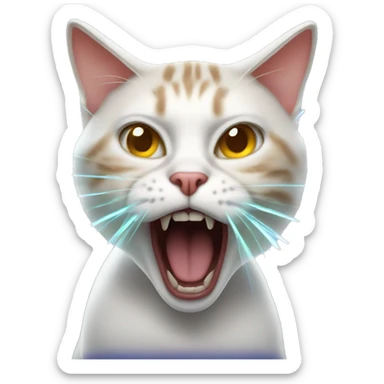 enraged cat shooting deadly laser beams out of her cheeks sticker