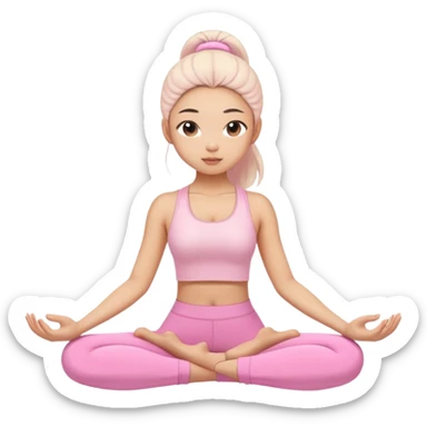 asian yoga girl light pink clothes  sticker