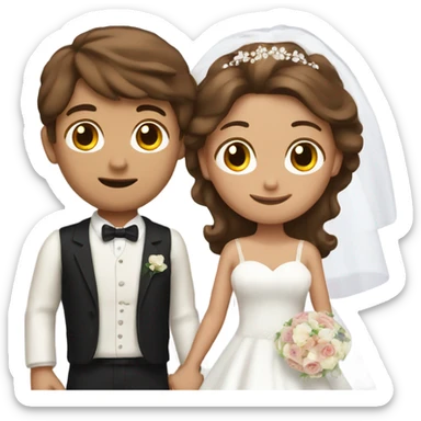 brown hair boy and girl getting married with boy having ring in his hands  sticker