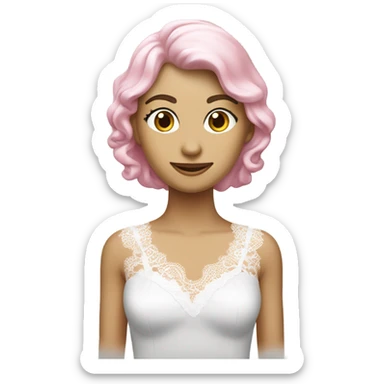 Un vestito rosa con del pizzo bianco sulle bianche sticker