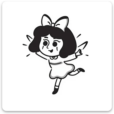 A cute fairytale character flying and crying because she is so happy sticker