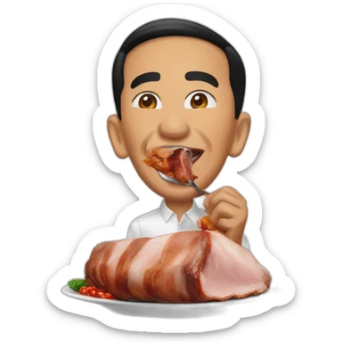 Jokowi eats roast pork sticker
