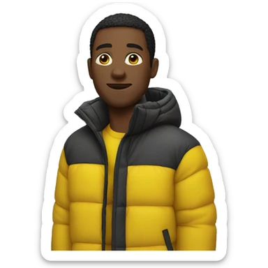 Black man wearing a yellow puffer jacket  sticker