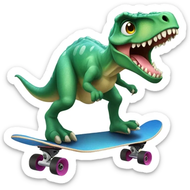 dinosaur riding a skateboard sticker