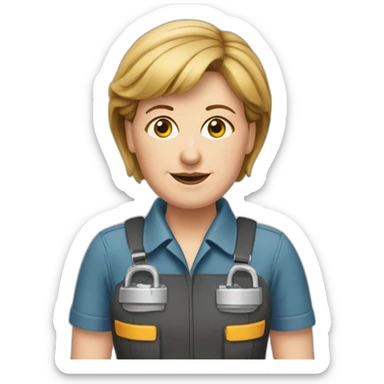Angela Merkel as a car mechanic sticker