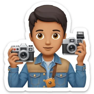 Photographer with vintage film camera sticker