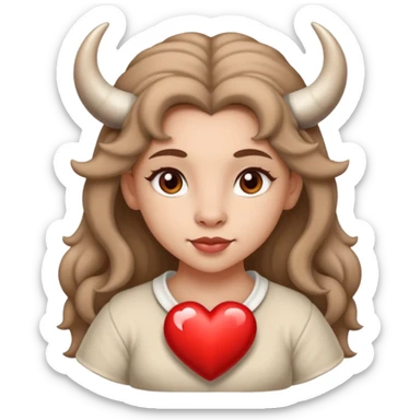 White Tauros girl in heart in love sticker