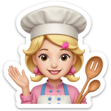 Pink chef princess peach sticker