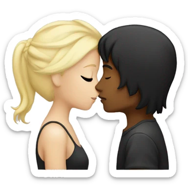 White lovers kissing boy black hair, girl blonde hair  sticker