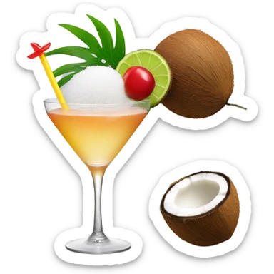 coconut and cocktail sticker