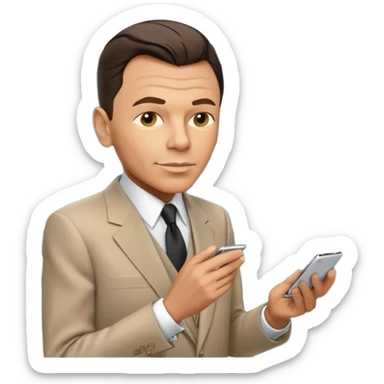 Frank Sinatra emoji showing data analytics trendlines on a screen in the background sticker