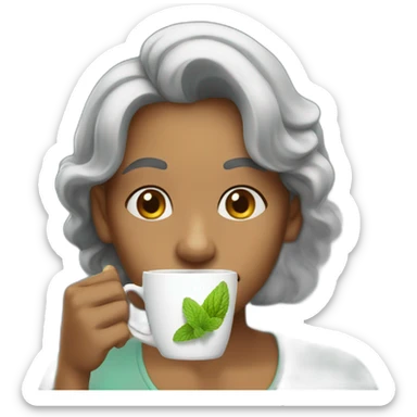 yold woan drinking mint tea sticker