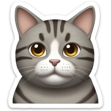 Grey Brown Chubby tabby cat with dark torquoise eyes with Muscles sticker