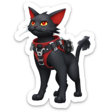 cool edgy black punk red ethereal fantasy nargacuga-bat-cat-Fakemon collar harness full body sticker