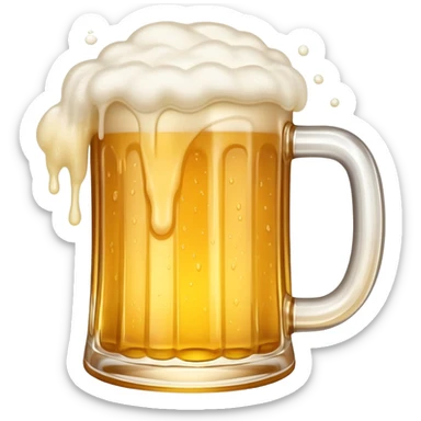A frothy mug of golden beer with foam overflowing sticker