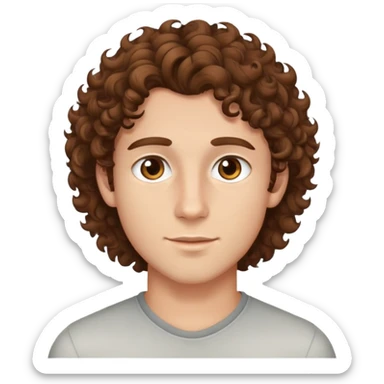 good looking young adult boy with brown curly hair and brown eyes sticker