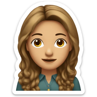 Mujer cabello castaño largo flequillo lado derecho ojos almendra sticker