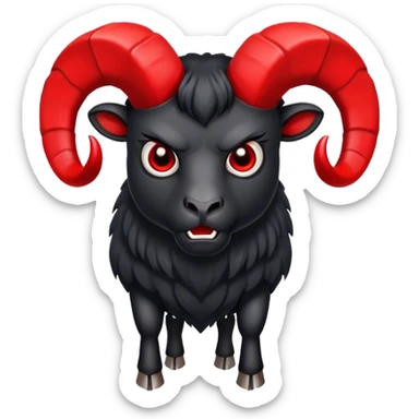 large angry black ram with red horns sticker