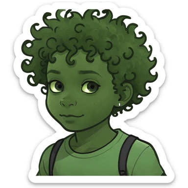 Black kid with curly hair saying yoo  sticker