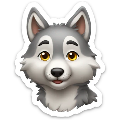 a cute gray wolf blowing a kiss sticker