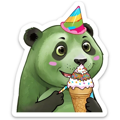 Panda eating ice creamjhgg sticker