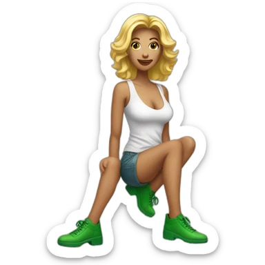 hot woman with green shoes sticker