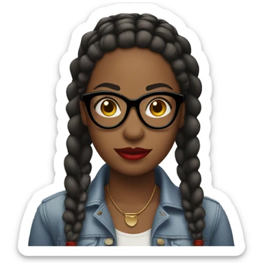 black woman with glasses and braids and red lips sticker