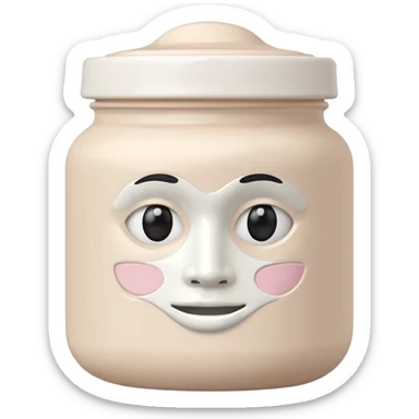 White clay face mask jar with minimal label, pastel backdrop sticker