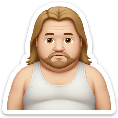 Long hair fat men in white tank top sticker
