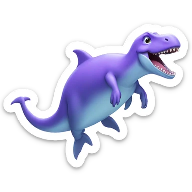 Purple dinosaur riding a dolphin sticker