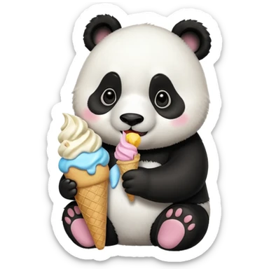  Cute Panda eating ice cream sticker