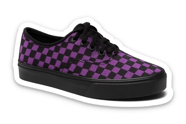emo object, black and purple checkered shoe, no background sticker