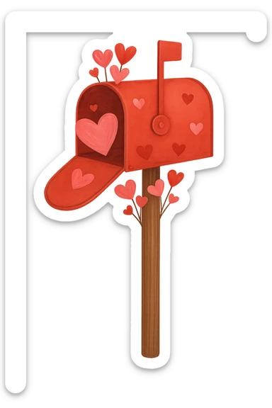 romantic mailbox with hearts, no background sticker