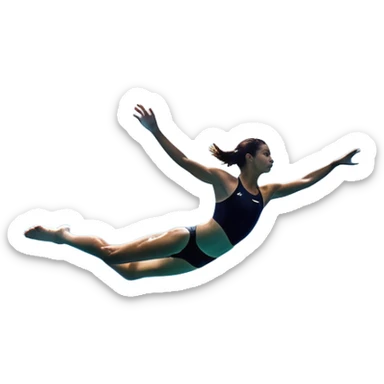 A determined, inexperienced person leaps into a pool named “Confidence,” surrounded by skilled divers already in motion. Their form isn’t perfect, but their focus is unshakable. Eyes forward, body strong, they dive in with purpose—driven not by mastery, but by the will to grow. pool,determination. sticker